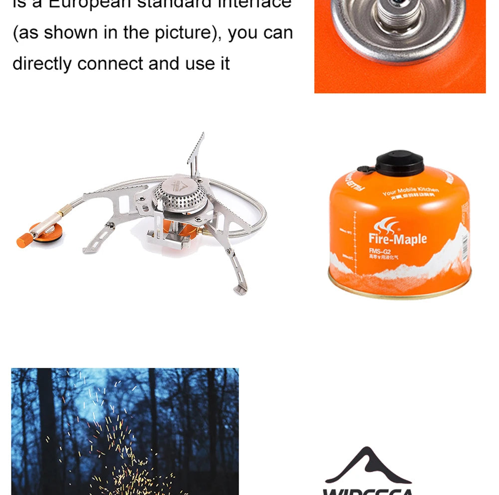 Widesea Camping Gas Stove – Strong Fire Outdoor Tourist Burner & Survival Cooker